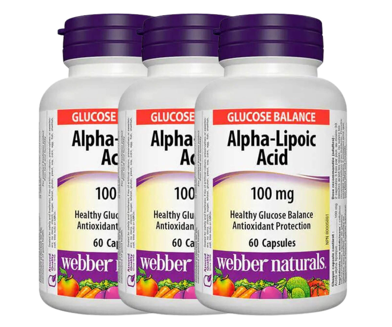 Webber Naturals Alpha Lipoic Acid 100 mg - 3 x 60 Capsules | Antioxidant & Cellular Health-Chicken Pieces