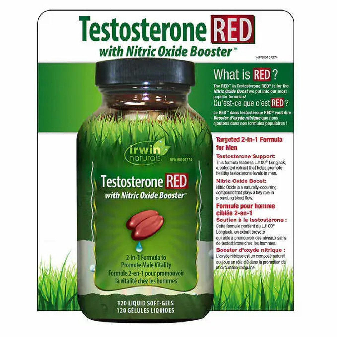  Testosterone RED with Nitric Oxide Booster - 120 Soft Gels | Hormone and Performance Enhancement 