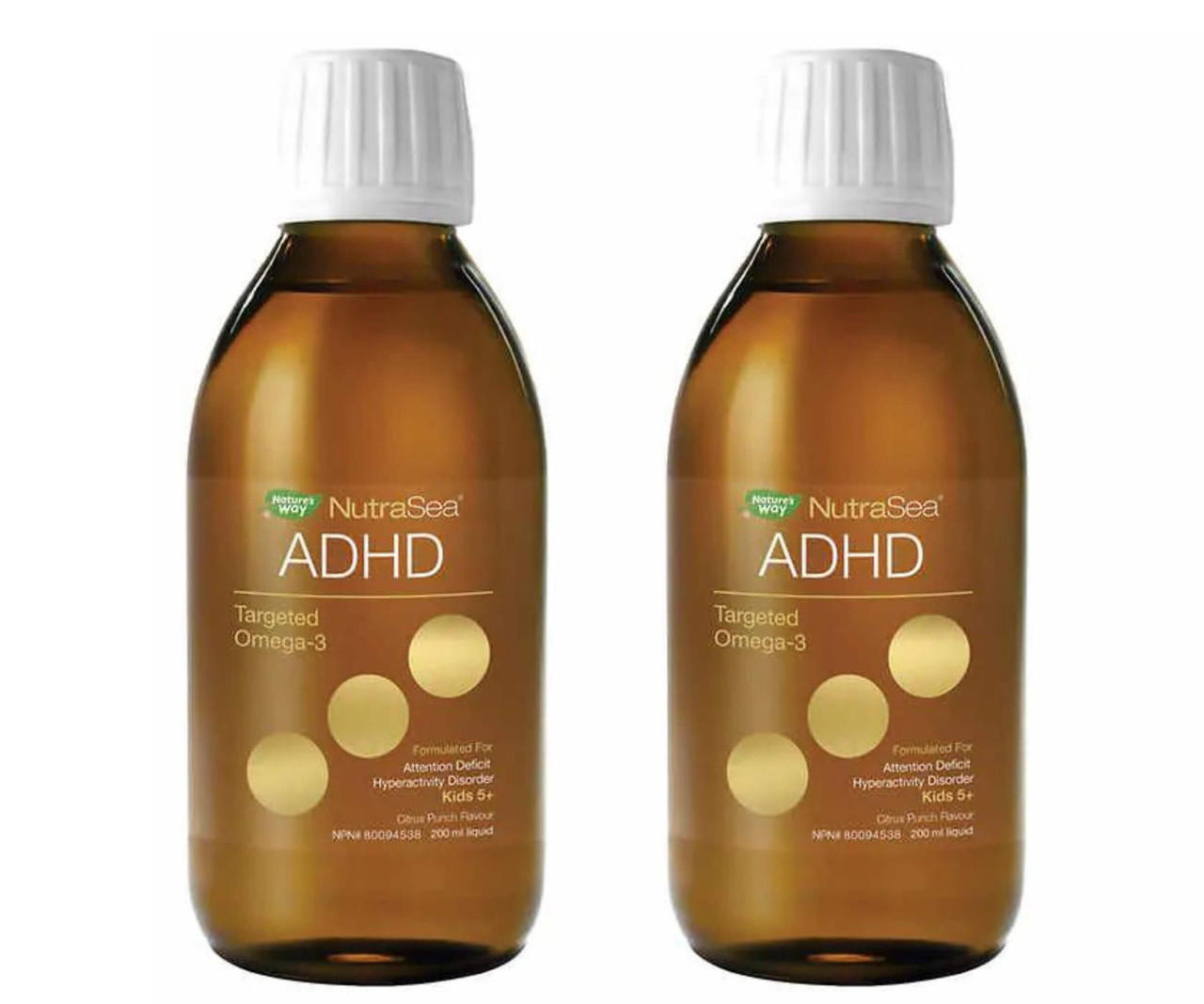  NutraSea ADHD Targeted Omega-3 - Citrus Punch Flavour | 2 Bottles of 200 mL | Cognitive Support 