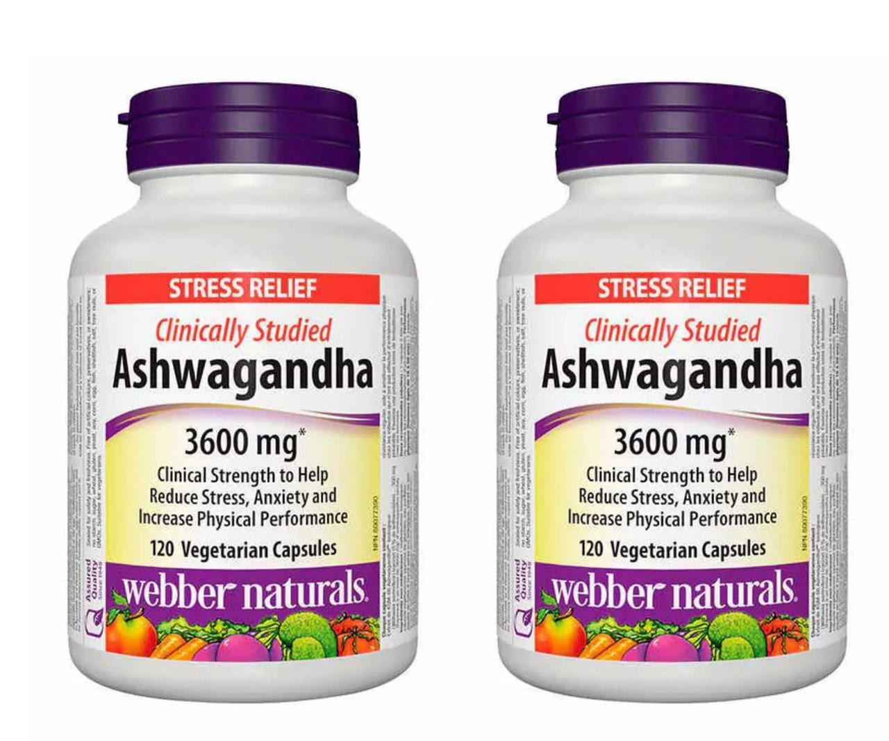 webber naturals Webber Naturals Ashwagandha Vegetarian Capsules - 120-count, 2-Pack | Stress Relief and Wellness 