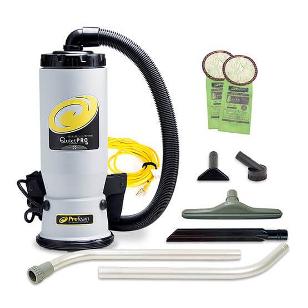 ProTeam 6 Qt. QuietPro BP HEPA Backpack Vacuum with 100078 Floor Tool Kit A and HEPA Filtration - 120V | Silent and Superior Cleaning