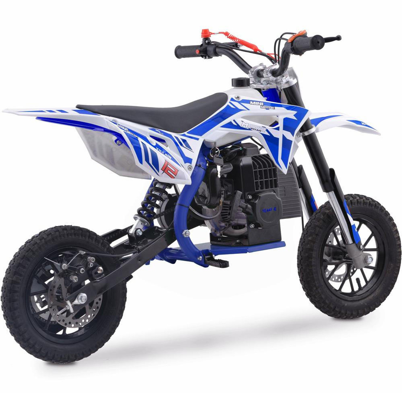 MotoTec Warrior 52cc 2-Stroke Kids Gas Dirt Bike Blue 