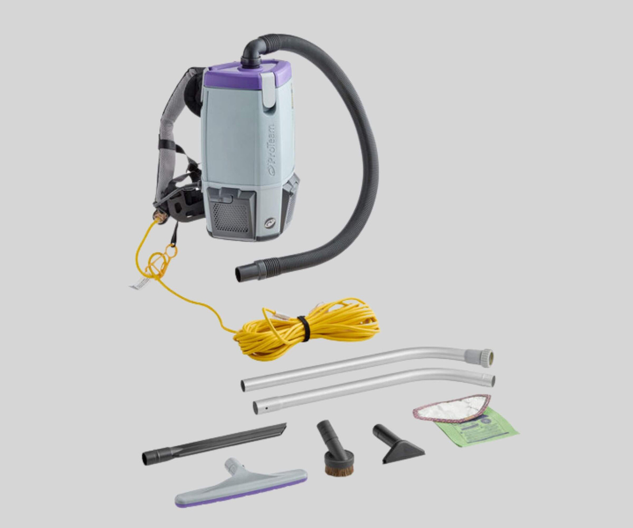 ProTeam Super Coach Pro 6 Qt. Backpack Vacuum with 107098 Xover Multi-Surface Two-Piece Telescoping Wand Kit - Efficient Cleaning with Versatile Accessories