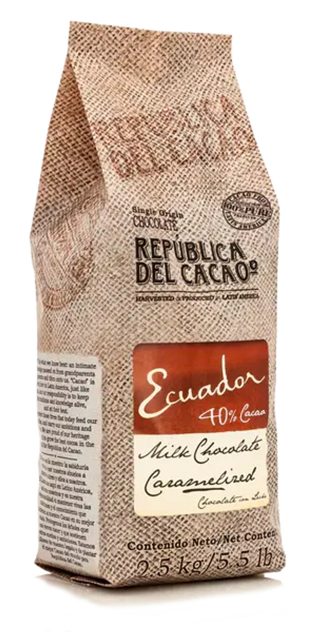 República del Cacao Ecuador 40% Milk Chocolate Couverture 5.5 lb. - 4/Case - Premium Milk Chocolate for Artisanal Delights