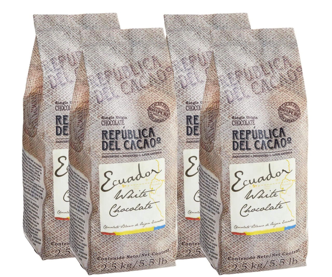  República del Cacao Ecuador 31% White Chocolate Couverture 5.5 lb. - 4/Case - Premium White Chocolate for Culinary Excellence 