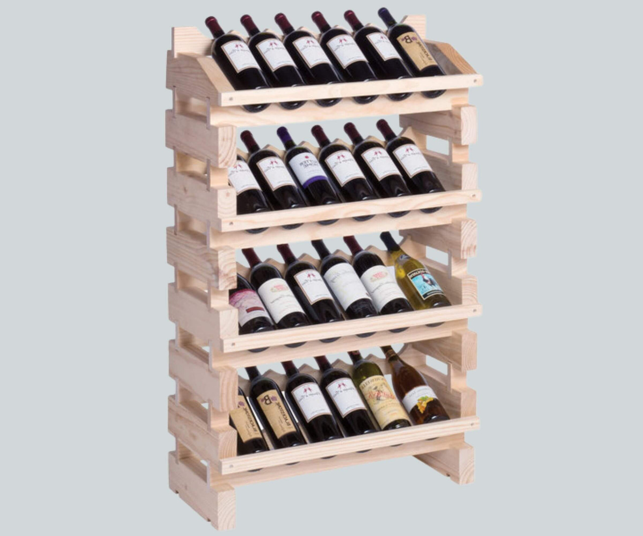 Franmara Modularack 24 Bottle Pro Full Display Natural Wooden Wine Rack-Chicken Pieces
