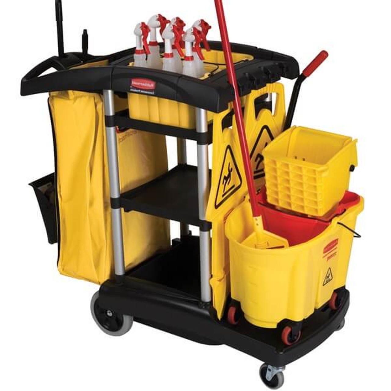 Rubbermaid High Capacity Janitor Cart - Streamlined Cleaning and Organization- Chicken Pieces