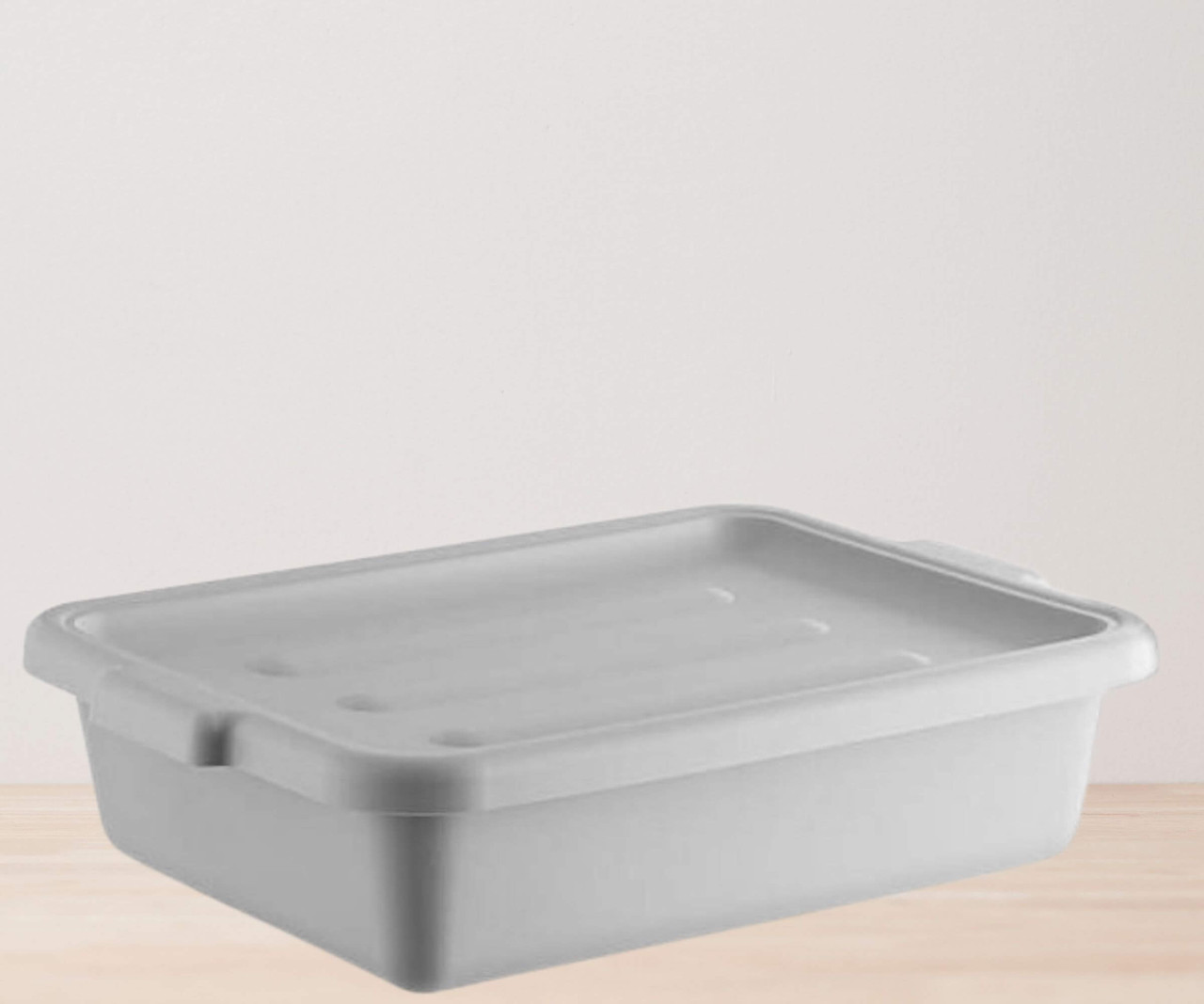 CP 20" x 15" x 5" Gray Polypropylene Bus Tub with Cover (12-Pack) - Efficient Bus and Storage Solution-Chicken Pieces