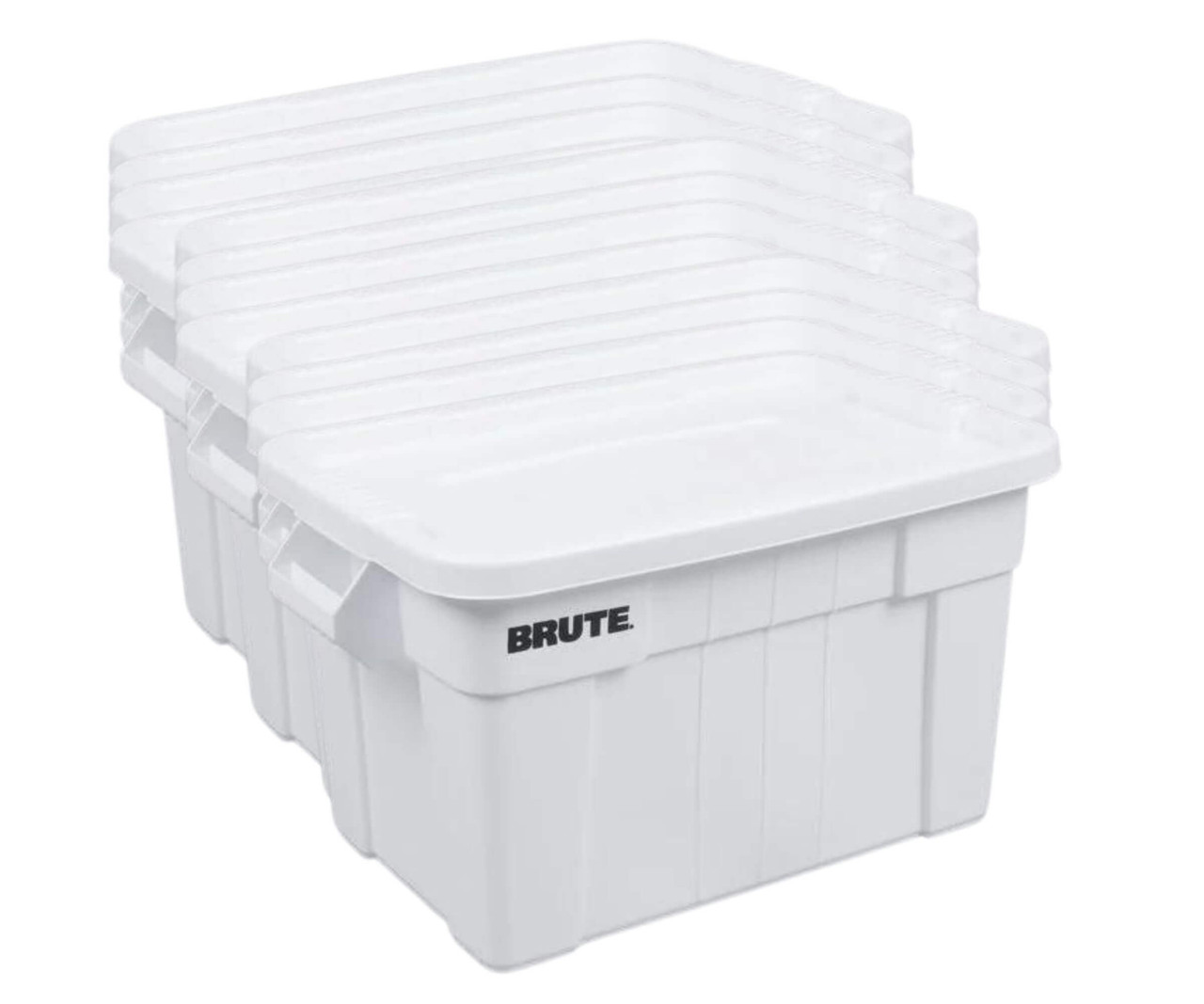 Rubbermaid Brute 20 Gallon White NSF Tote with Lid (6-pack) - Durable and Versatile Storage Solution