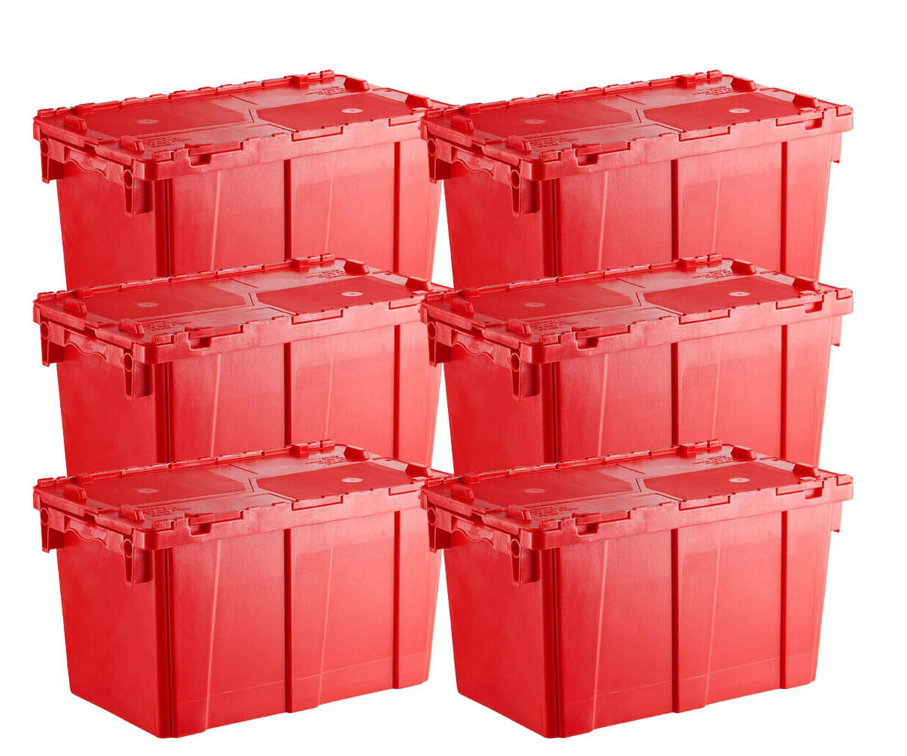  Orbis 22" x 13" x 13" Stack-N-Nest Flipak Red Industrial Tote Box with Hinged Lockable Lid (6-Pack) - Secure and Versatile Storage Solution for Industrial Use 