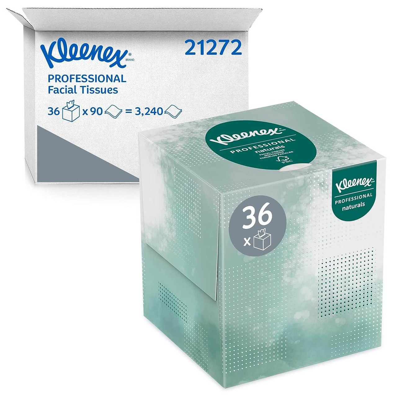 Kleenex Naturals Professional 90 Sheet Facial Tissue Cube - 36/Case