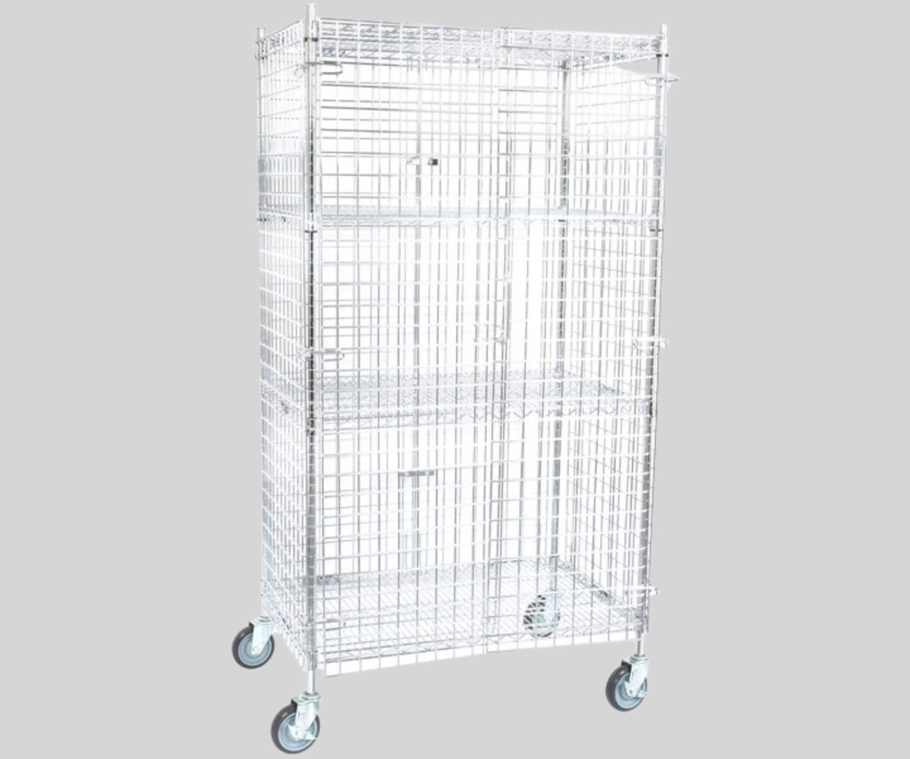 Chicken Pieces CP NSF Mobile Chrome Wire Security Cage Kit - 24" x 36" x 69" | Secure Storage Solution