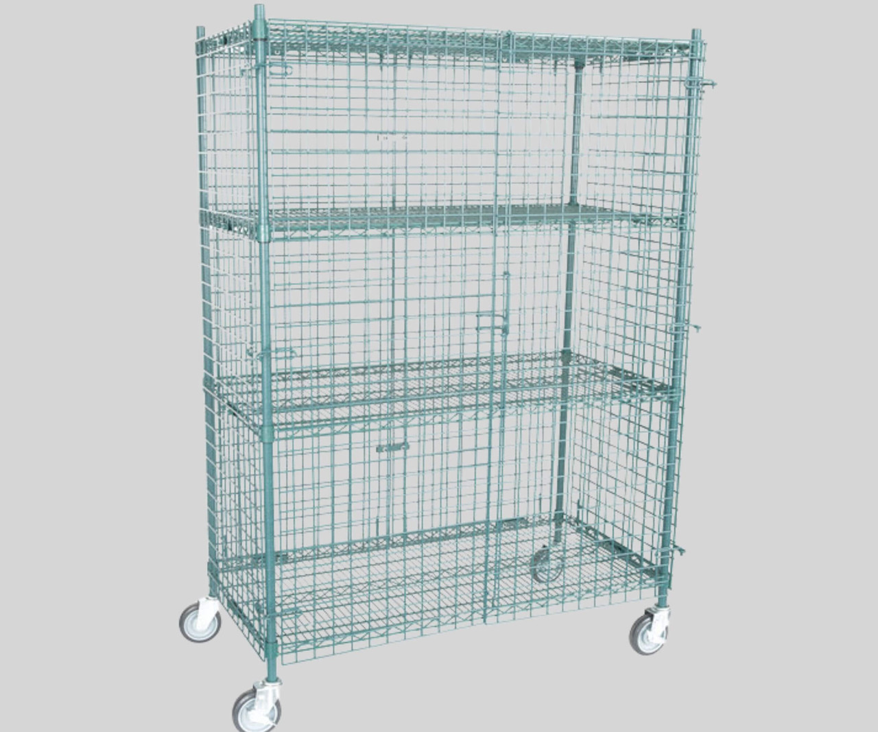Chicken Pieces CP NSF Mobile Green Wire Security Cage Kit - 24" x 48" x 69" | Secure & Mobile Storage Solution