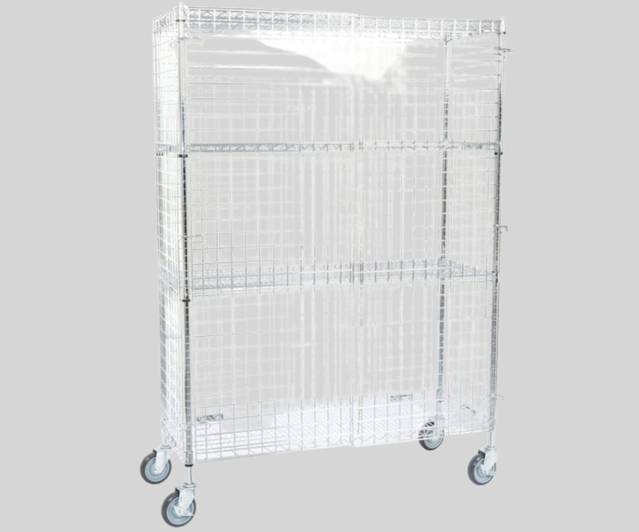 Chicken Pieces CP NSF Mobile Chrome Wire Security Cage Kit - 18" x 48" x 69" | Secure & Portable Storage Solution