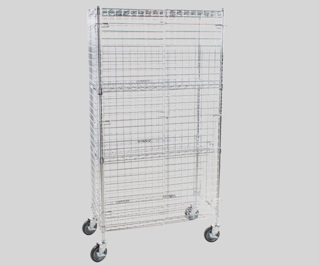 Chicken Pieces CP NSF Mobile Chrome Wire Security Cage Kit - 18" x 36" x 69" | Secure & Portable Storage Solution