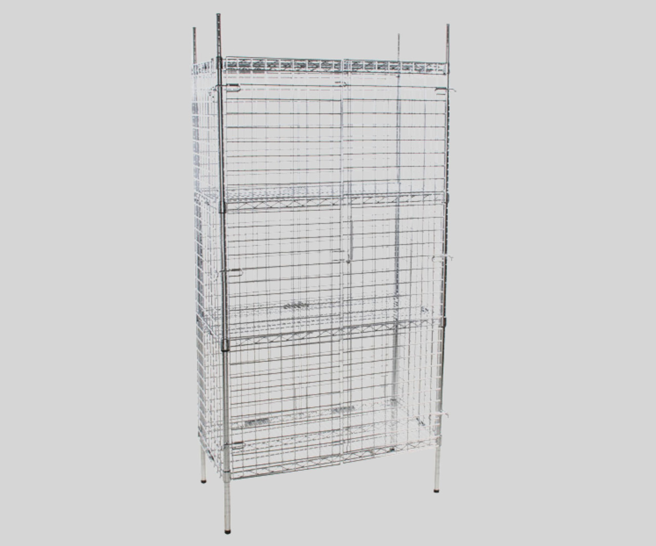 Chicken Pieces CP NSF Stationary Chrome Wire Security Cage Kit - 18" x 36" x 74" | Secure & Stable Storage Solution