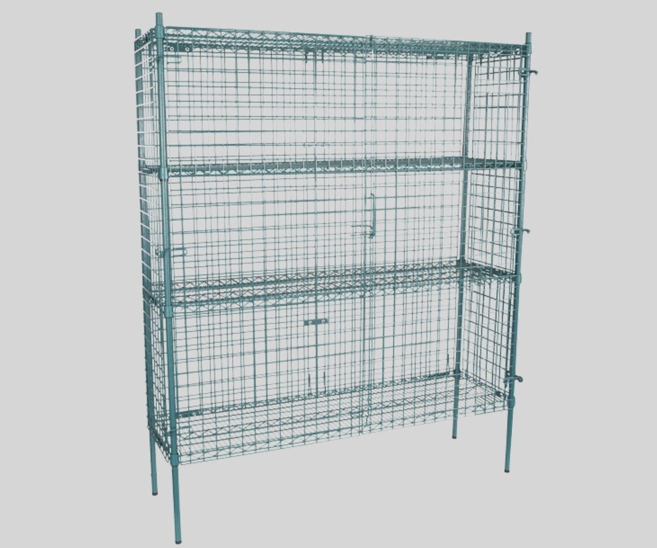 Chicken Pieces CP NSF Stationary Green Wire Security Cage Kit - 18" x 60" x 74" | Secure & Stable Storage Solution