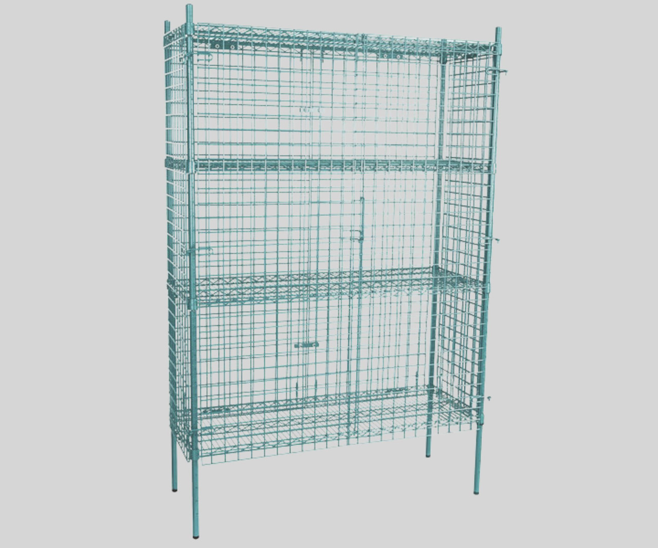 Chicken Pieces CP NSF Stationary Green Wire Security Cage Kit - 18" x 48" x 74" | Secure & Stable Storage Solution