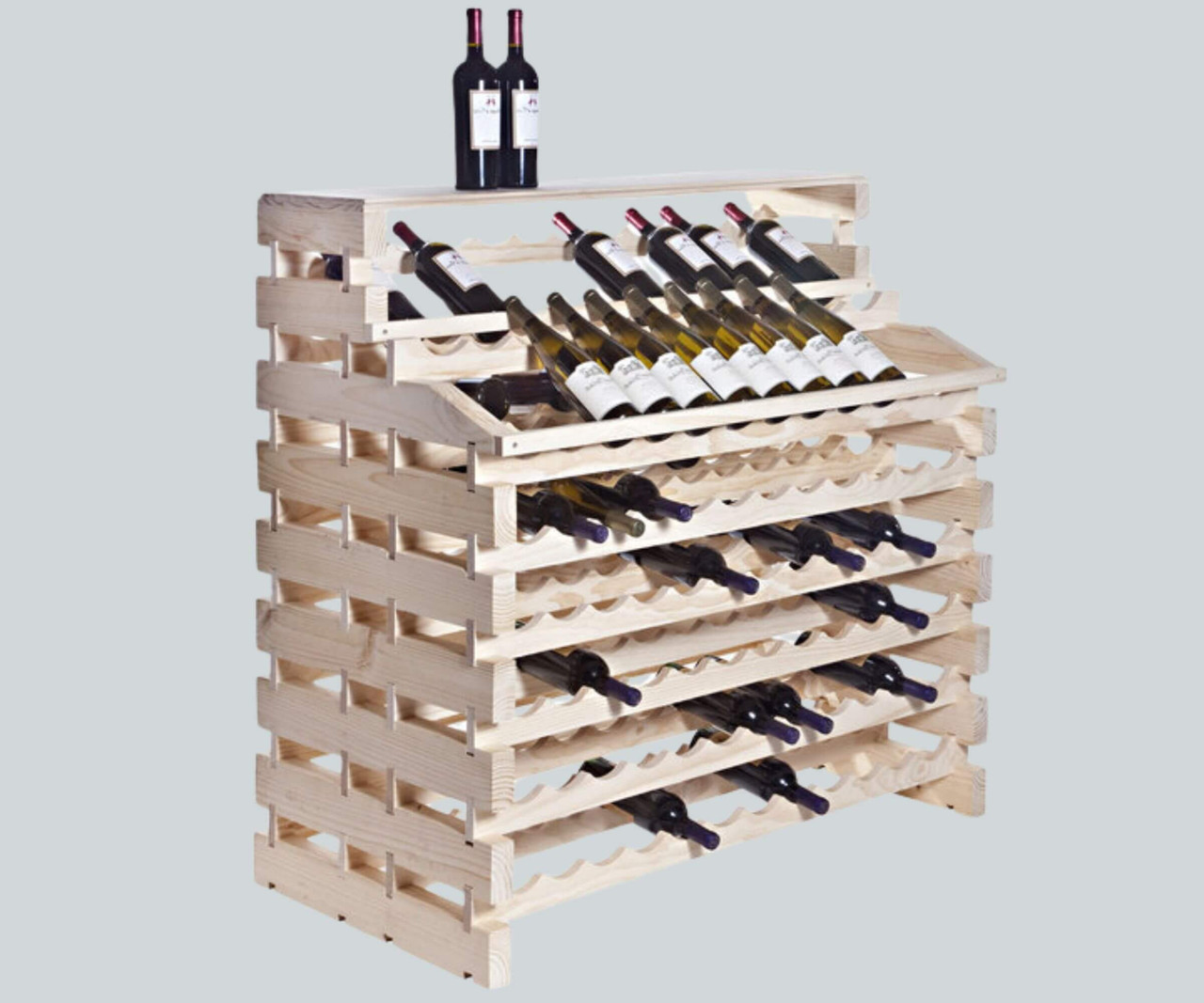 Franmara Modularack 156 Bottle Pro Waterfall Deluxe Natural Wooden Wine Rack-Chicken Pieces