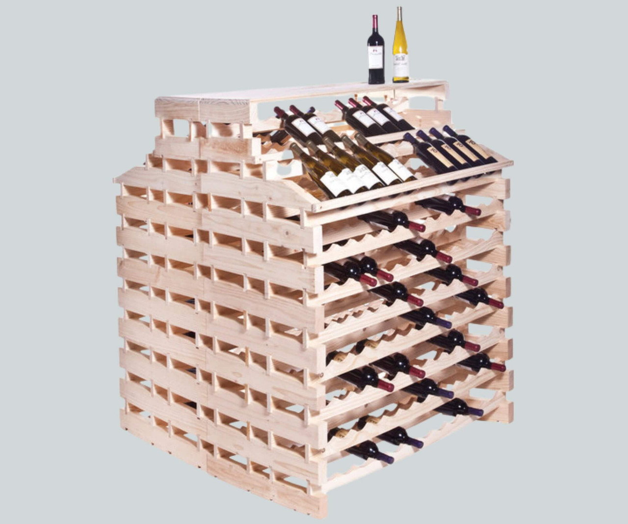 Franmara Modularack 408 Bottle Pro Waterfall Deluxe Gondola Natural Wooden Wine Rack-Chicken Pieces