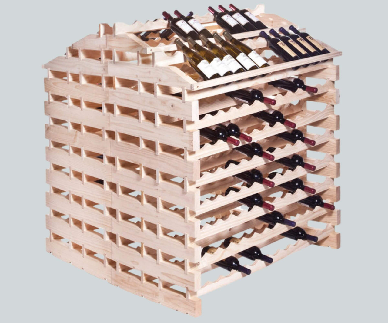 Franmara Modularack 408 Bottle Pro Waterfall Gondola Natural Wooden Modular Wine Rack-Chicken Pieces