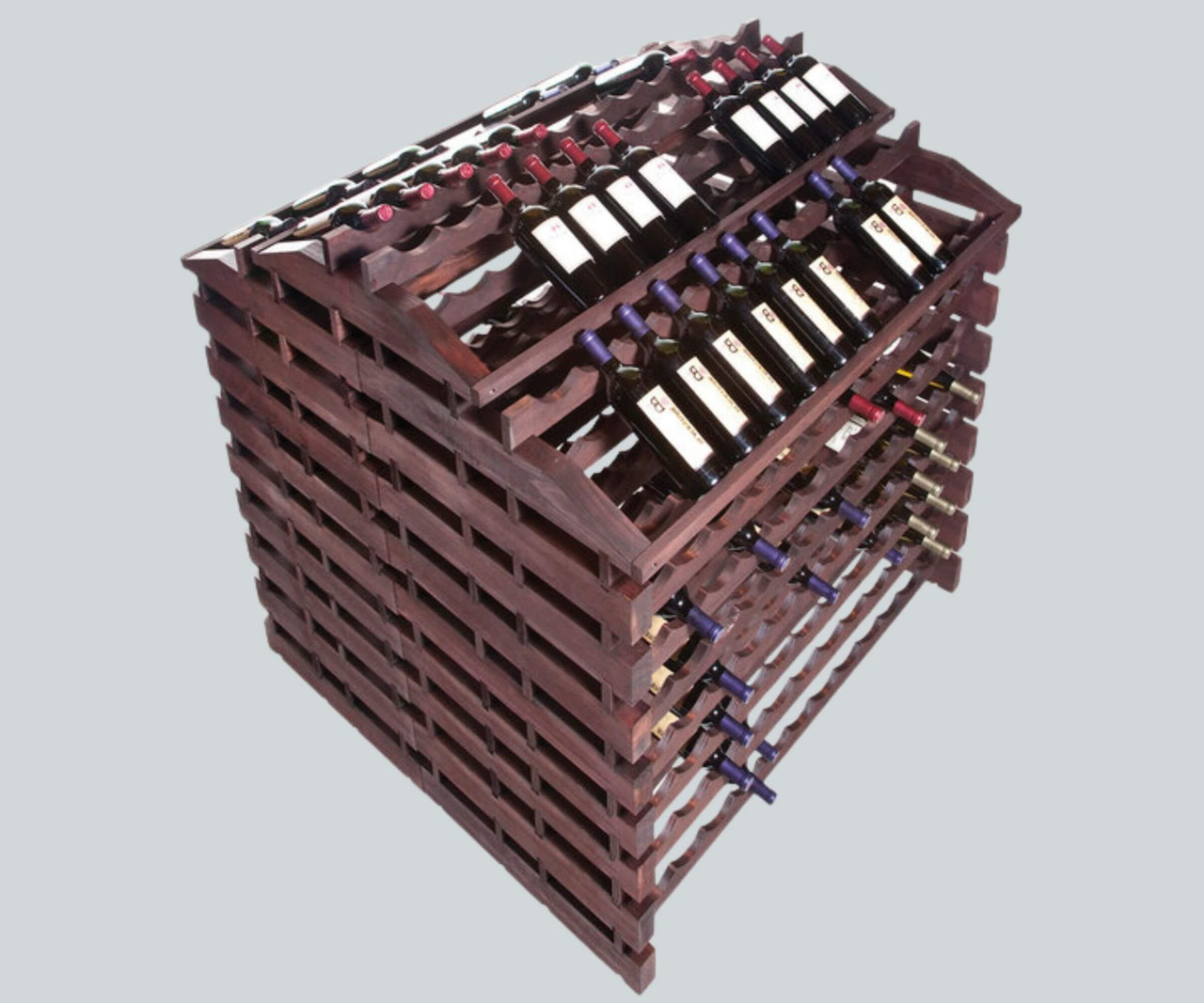 Franmara Modularack 408 Bottle Pro Waterfall Gondola Stained Wooden Modular Wine Rack