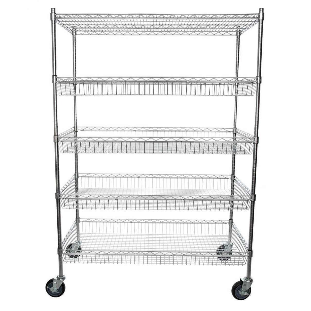 Chicken Pieces CP NSF Chrome 4 Basket and 1 Shelf Kit - 24" x 48" x 70" | Organize with Style and Durability 