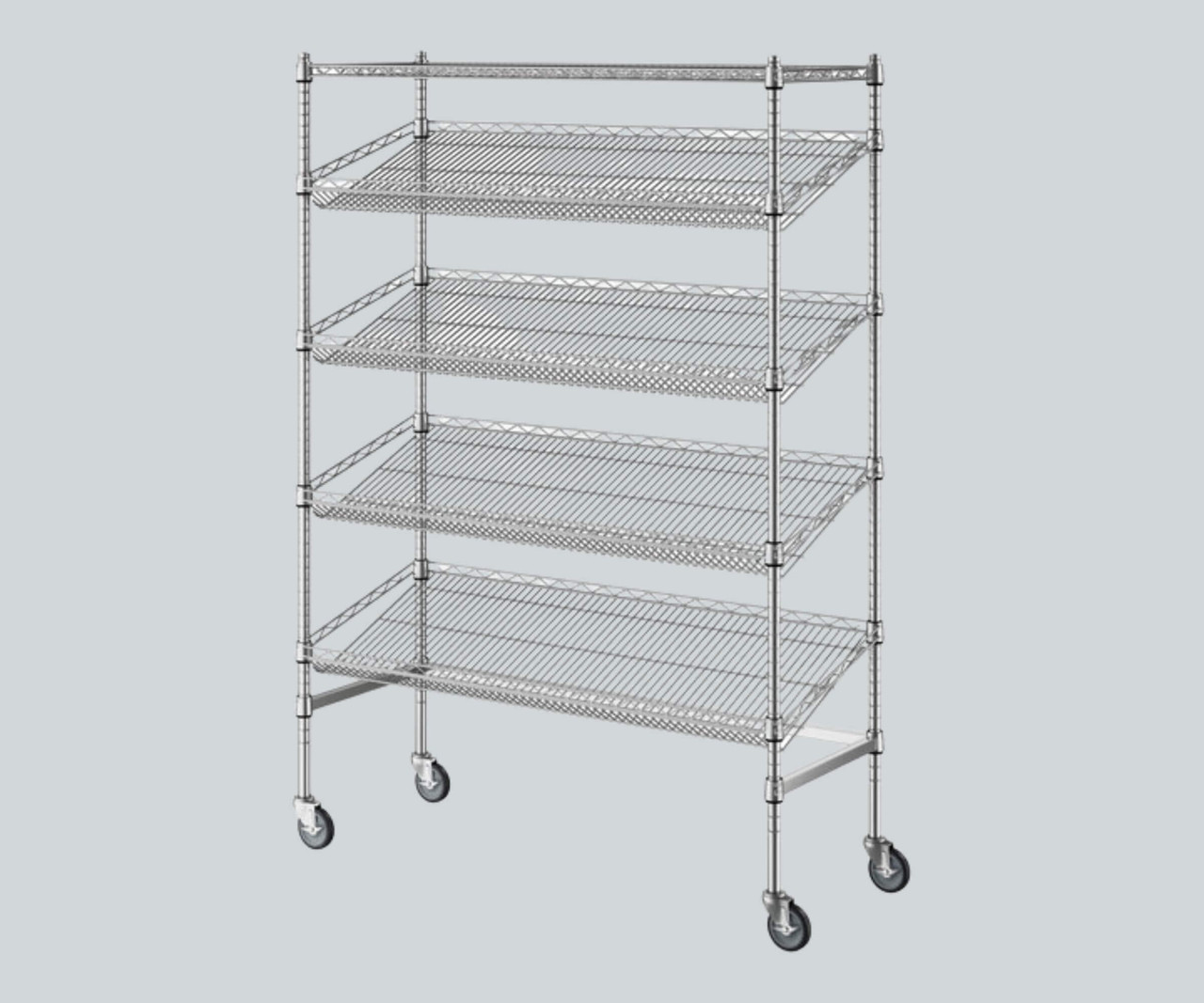 CP Chrome 18" x 48" x 70" 5-Shelf Angled Mobile Merchandising Rack - Portable Display-Chicken Pieces