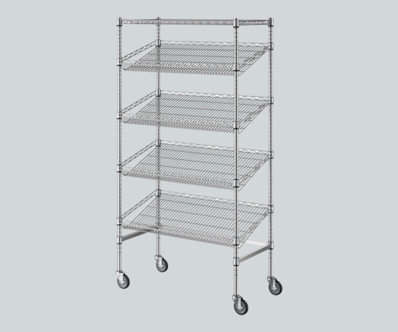 CP Chrome 5-Shelf Angled Mobile Merchandising Rack - 18" x 36" x 70" Portable Display Solution-Chicken Pieces