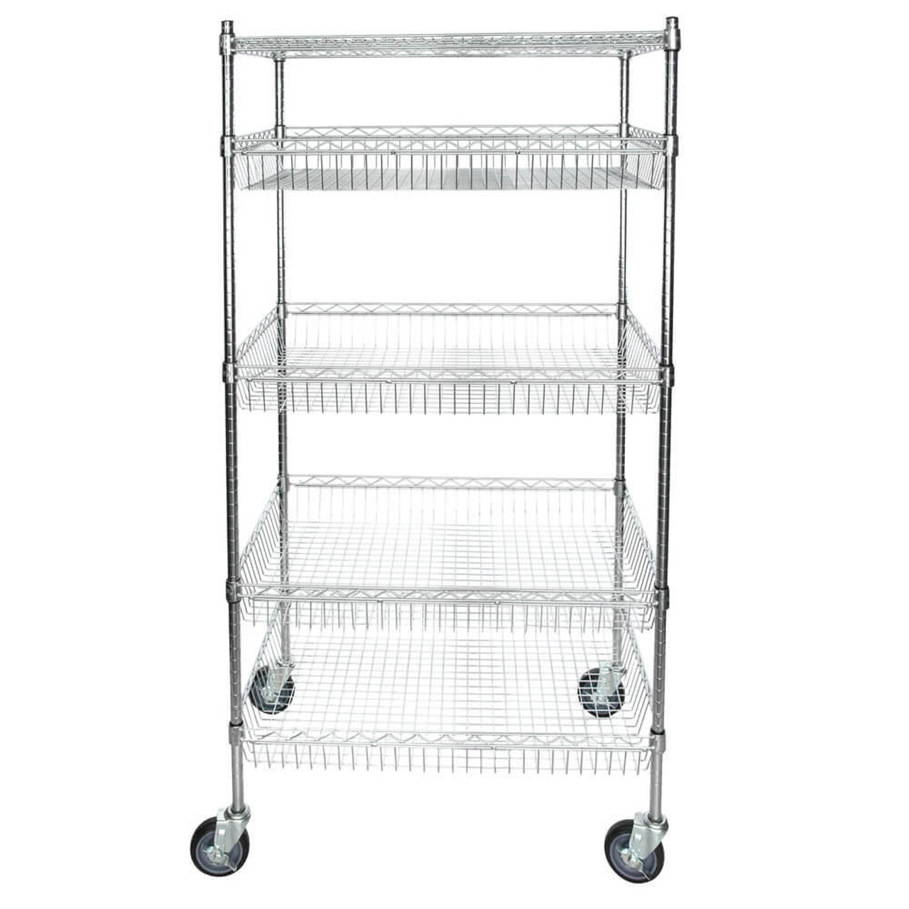 Chicken Pieces CP NSF Chrome 4 Basket and 1 Shelf Kit - 24" x 36" x 70" | Stylish and Durable Storage Solution 