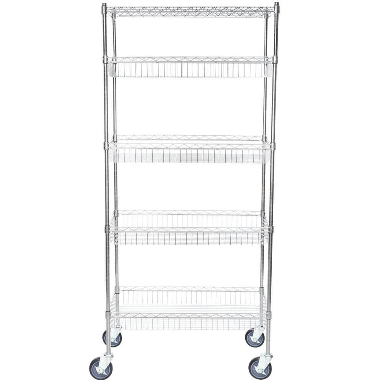 Chicken Pieces CP NSF Chrome 4 Basket and 1 Wire Shelf Kit - 18" x 36" x 70" | Versatile and Durable Storage Solution 