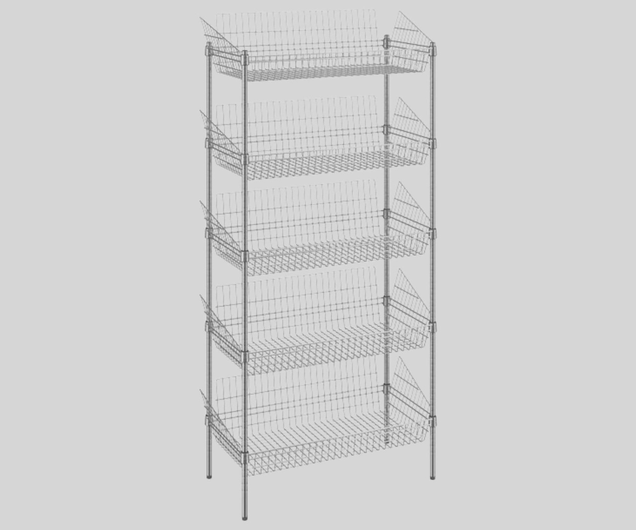 Chicken Pieces CP 18" x 36" x 74" NSF Chrome Stationary 5 Basket Retail Storage Display Stand | Organize and Showcase with Ease