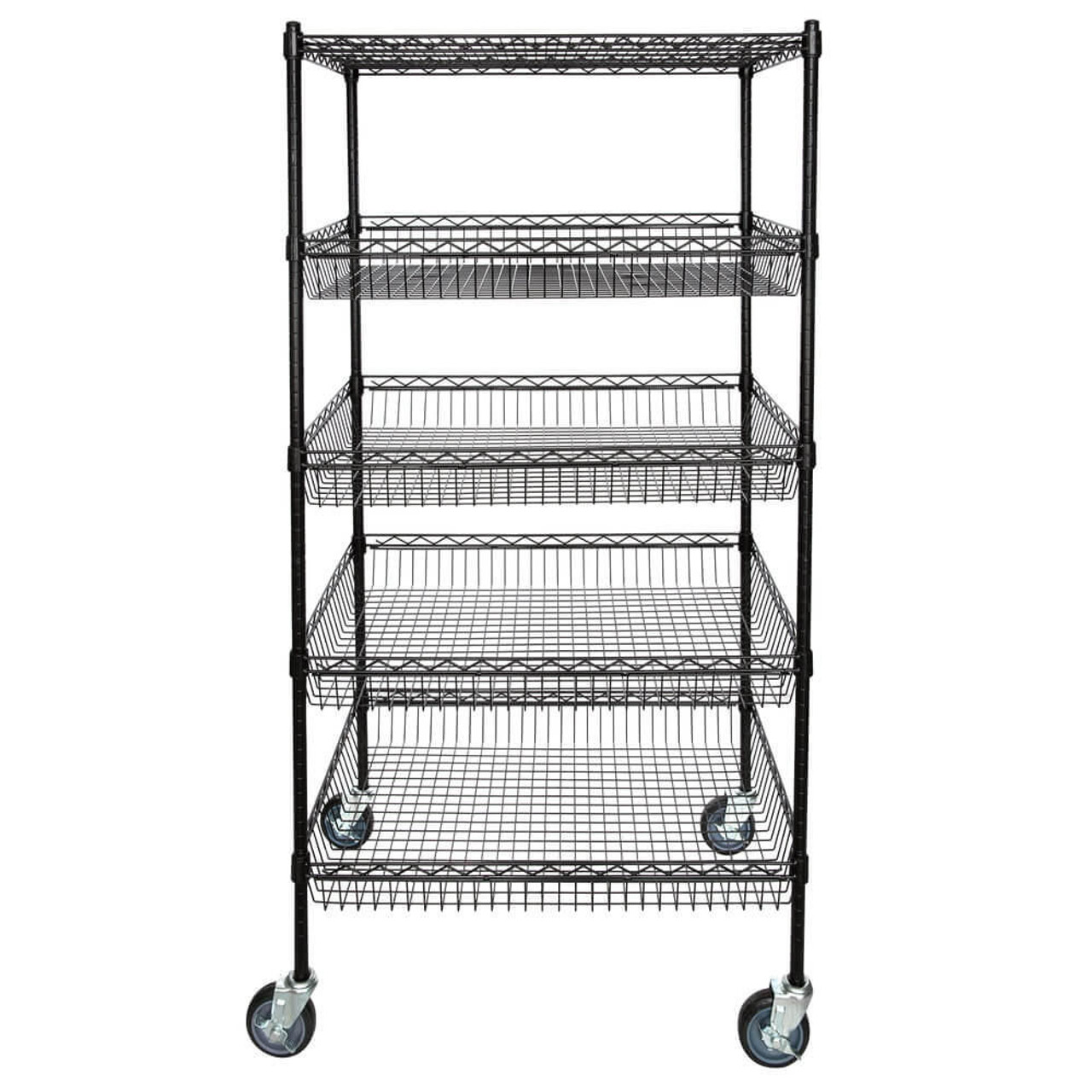Chicken Pieces CP 24" x 36" x 70" NSF Black Epoxy 4 Basket and 1 Shelf Kit | Durability and Versatility for Storage Solutions 