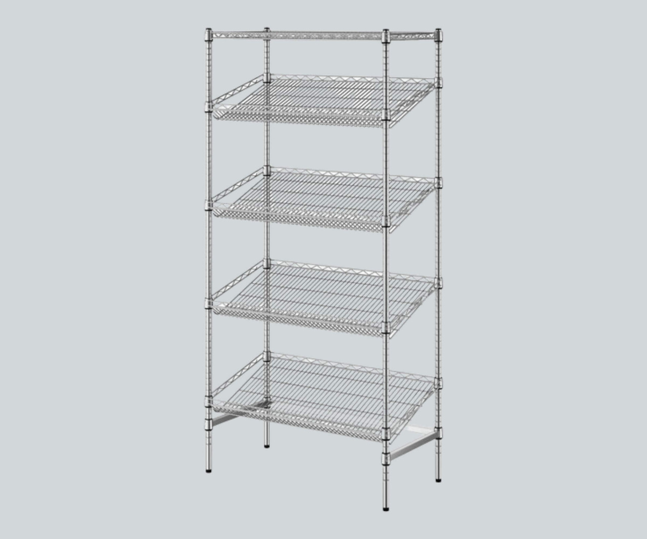 CP Chrome 5-Shelf Angled Merchandising  Stationary Rack - 18" x 36" x 74"-Chicken Pieces