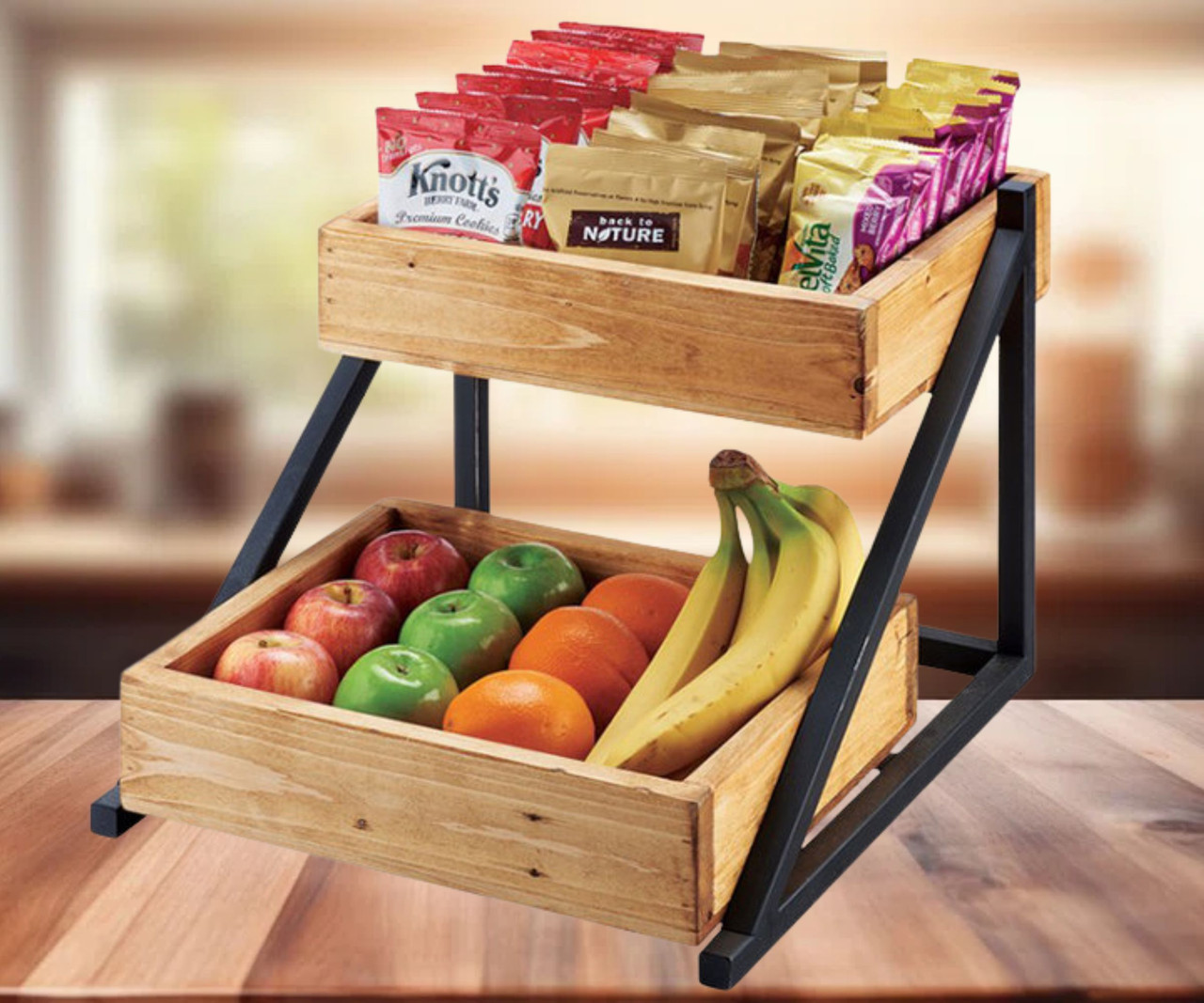 Cal-Mil Madera 2-Tier Merchandiser - 16 1/2" x 15 1/2" x 12" - Rustic Wooden Display Stand