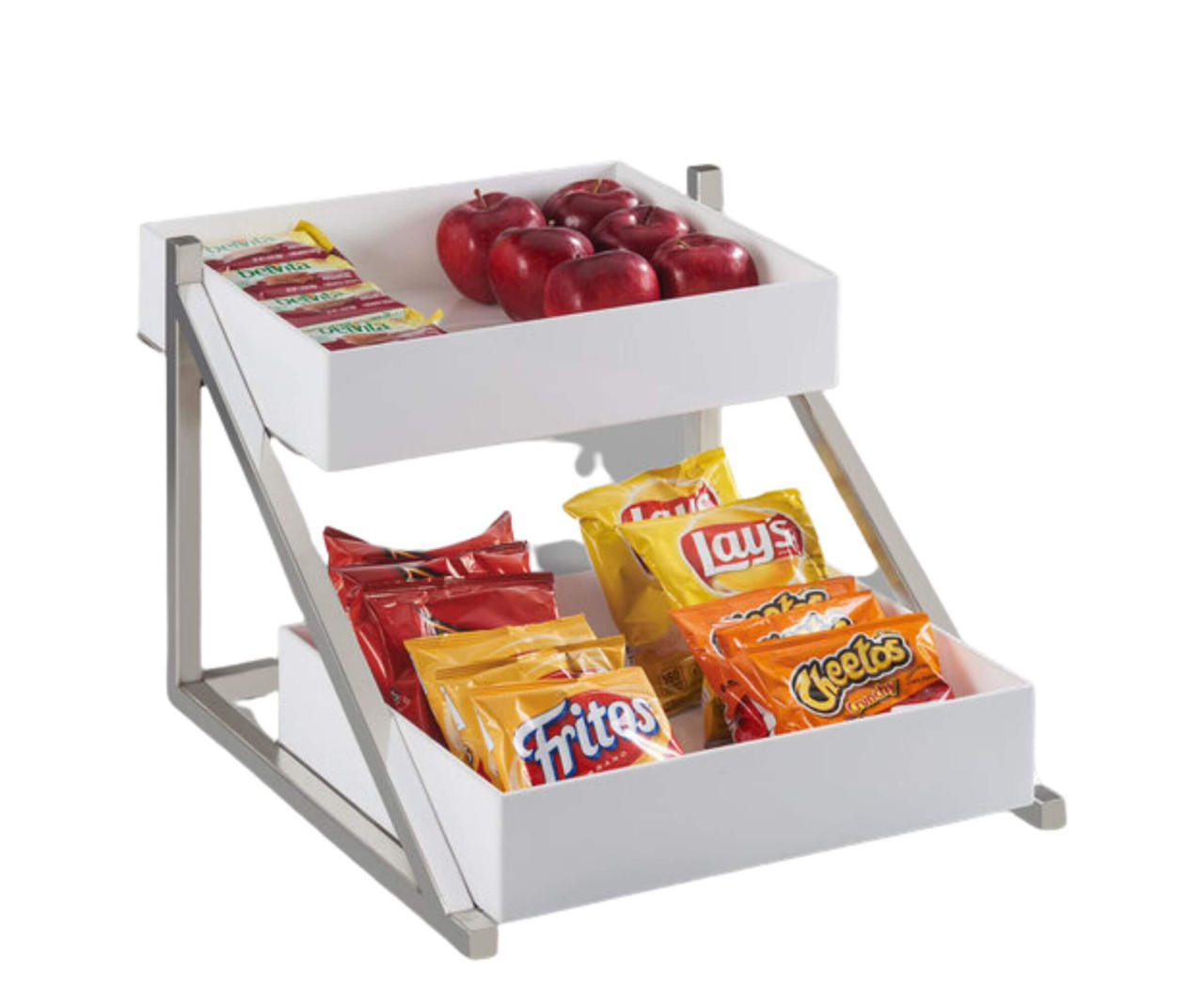  Cal-Mil Luxe 2-Tier Offset Merchandiser - 20 3/4" x 15 1/2" x 12 3/4" - Contemporary Display Stand 