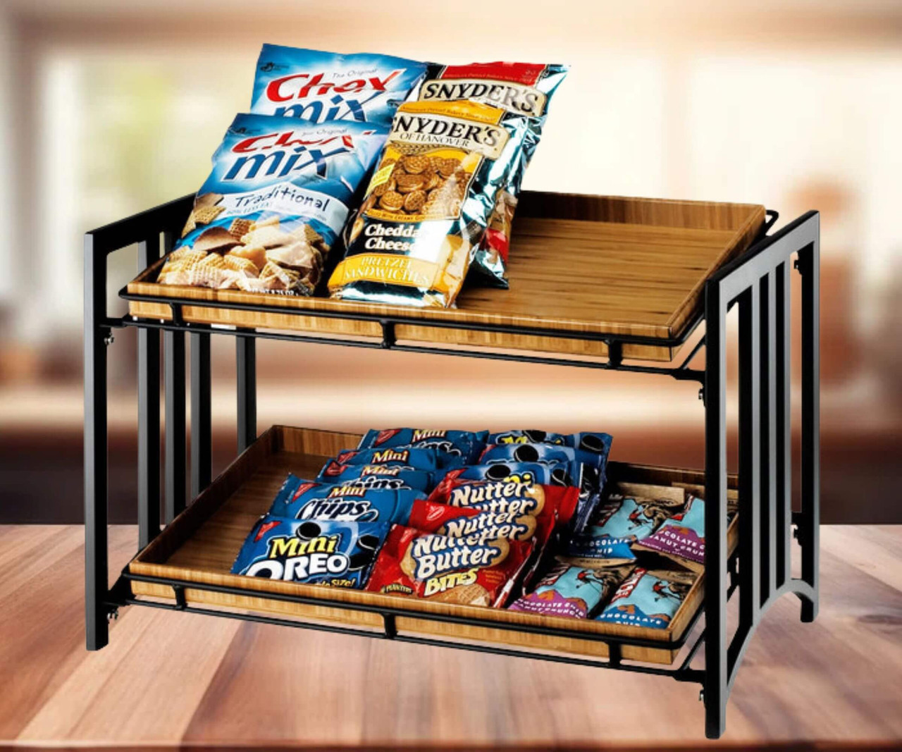 Cal-Mil Mission Two Tier Merchandiser - 23" x 13" x 15" - Efficient Snack Display Stand