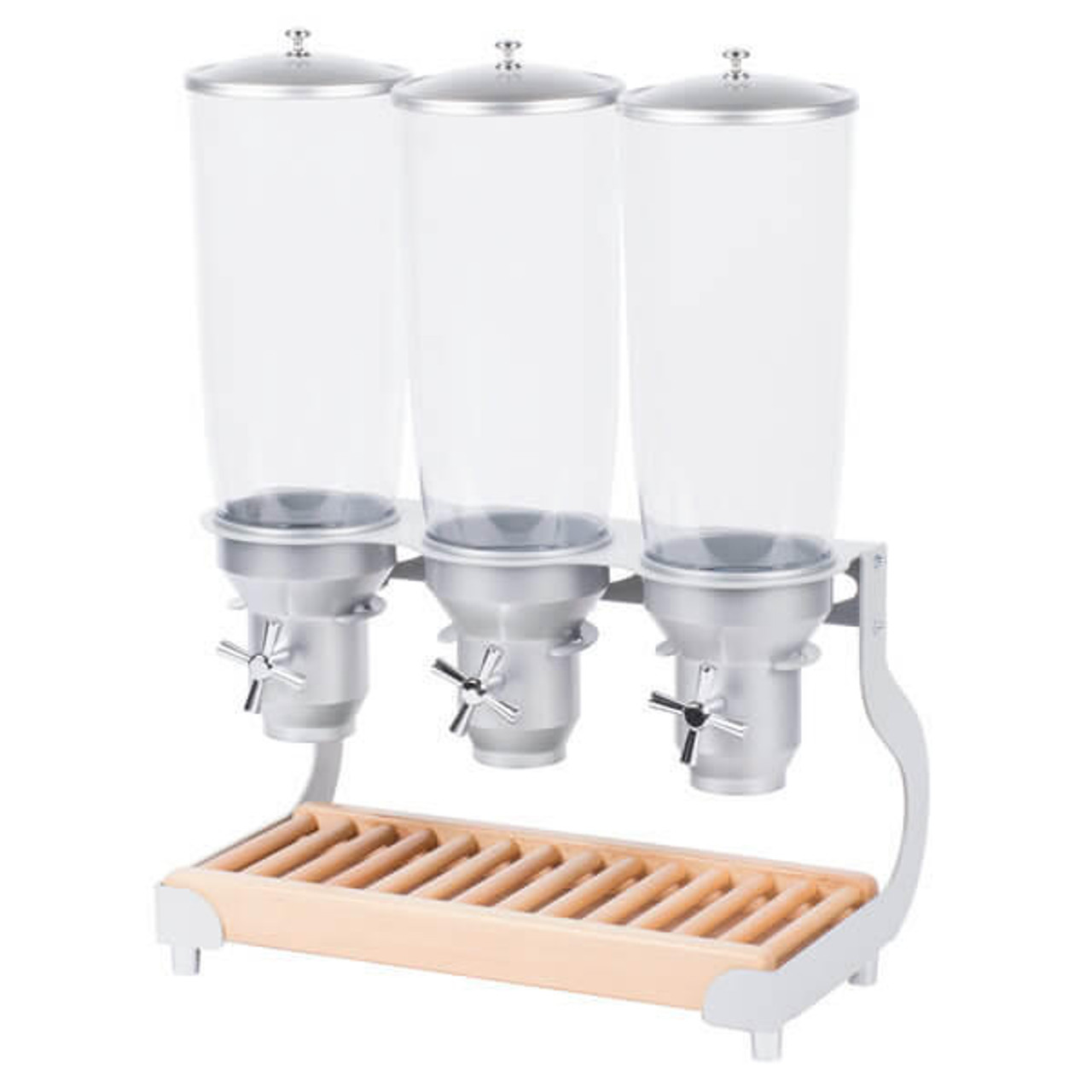  Cal-Mil Turn N Serve Beechwood 5 Liter Triple Canister Cereal Dispenser - Elegance Meets Functionality 