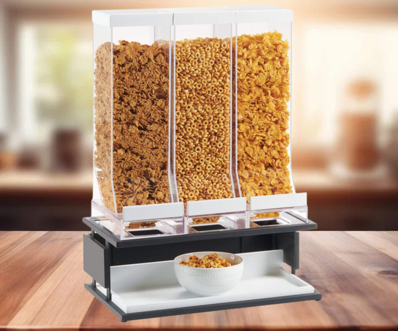 Cal-Mil Monterey 9.8 Liter Triple Canister Cereal Dispenser - Effortless Multi-Cereal Service with Clarity