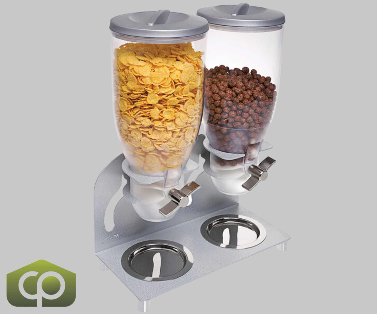 Cal-Mil Turn N Serve Platinum 3.5 Liter Double Canister Cereal Dispenser - Effortless Cereal Service with Style