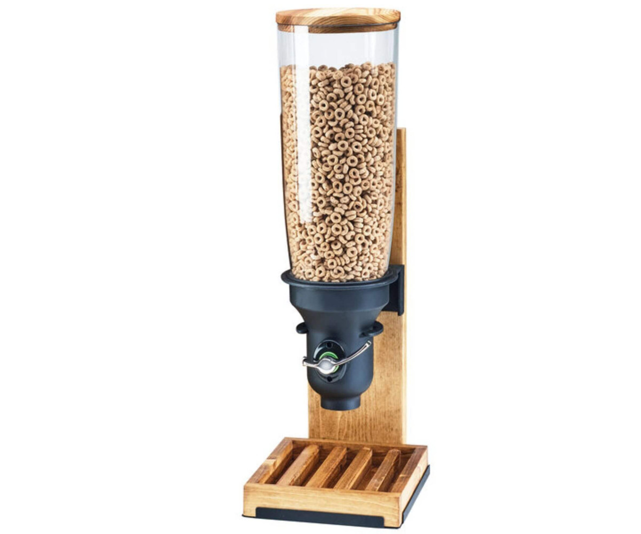 Cal-Mil Madera 5 Liter Single Canister Free Flow Cereal Dispenser - Rustic Elegance for Hassle-Free Service