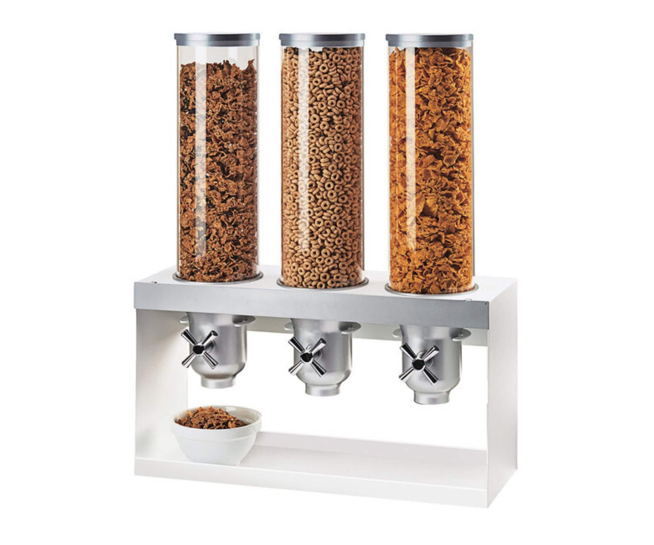 Cal-Mil Luxe Silver 4.5 Liter Triple Canister Cereal Dispenser - Precision Serving with Industrial Elegance