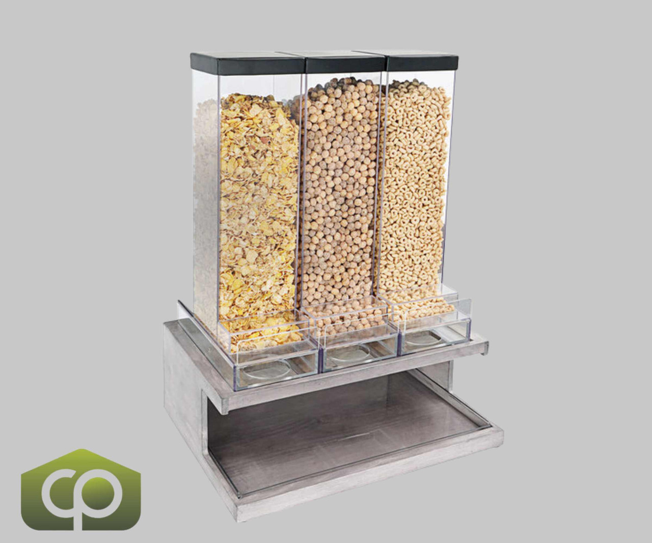 Cal-Mil Aspen Gray Pine Triple Canister Cereal Dispenser - Rustic Elegance for Self-Service