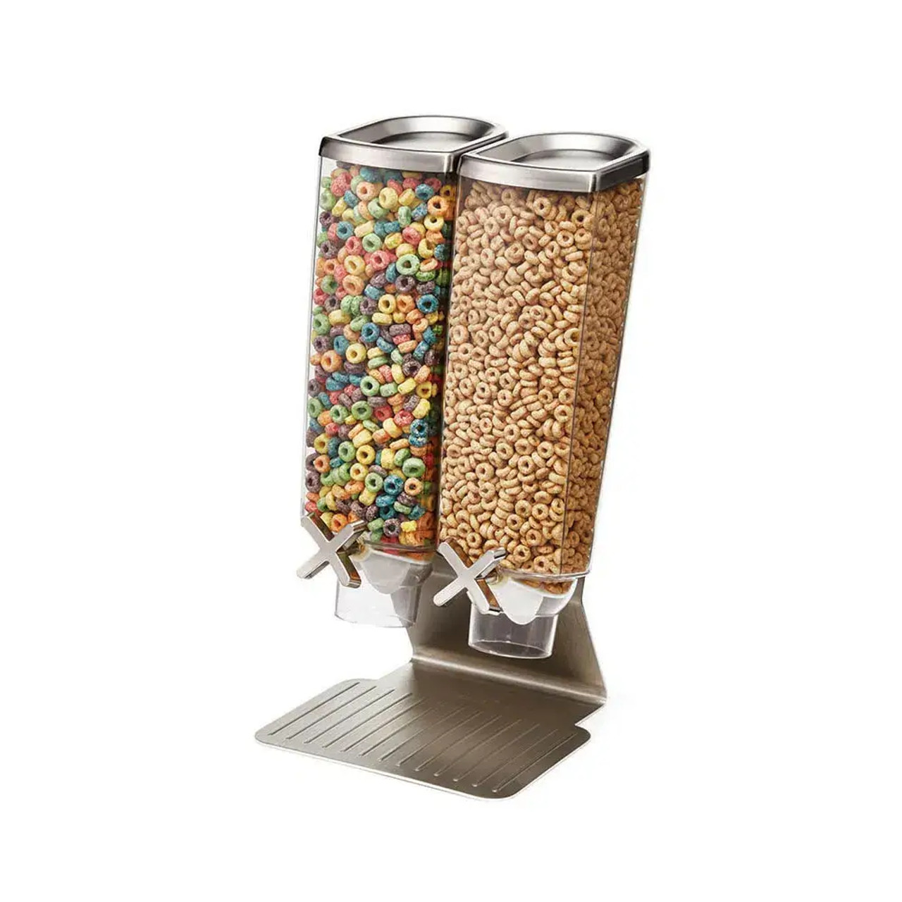 Rosseto EZ-PRO SS Stand 3.8 Liter Double Canister Snack/Cereal Dispenser - Efficient Dispensing, Compact Design