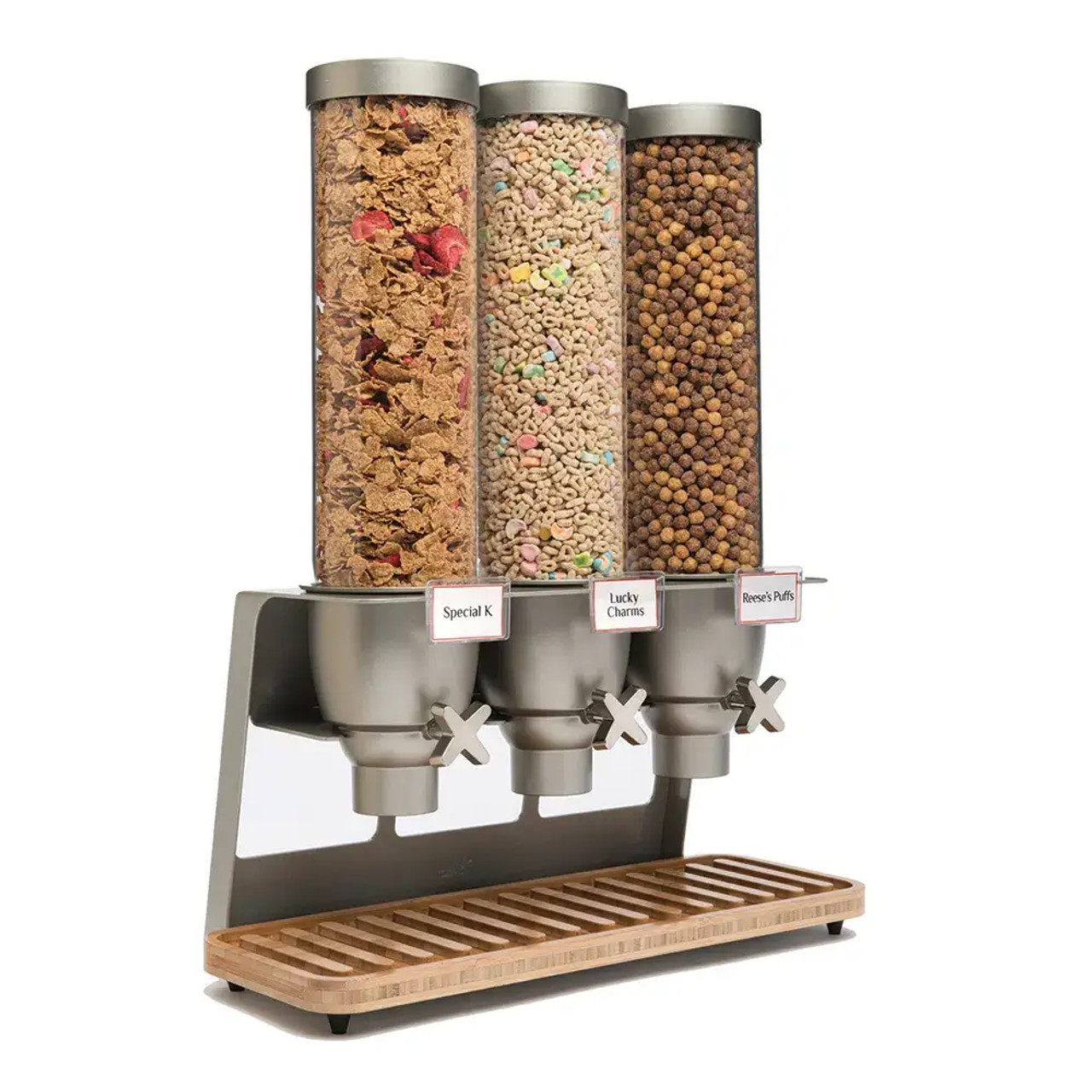 Rosseto EZ-SERV 4.9 Liter Triple Canister Snack/Cereal Dispenser - Modern Design, Versatility, and Precision