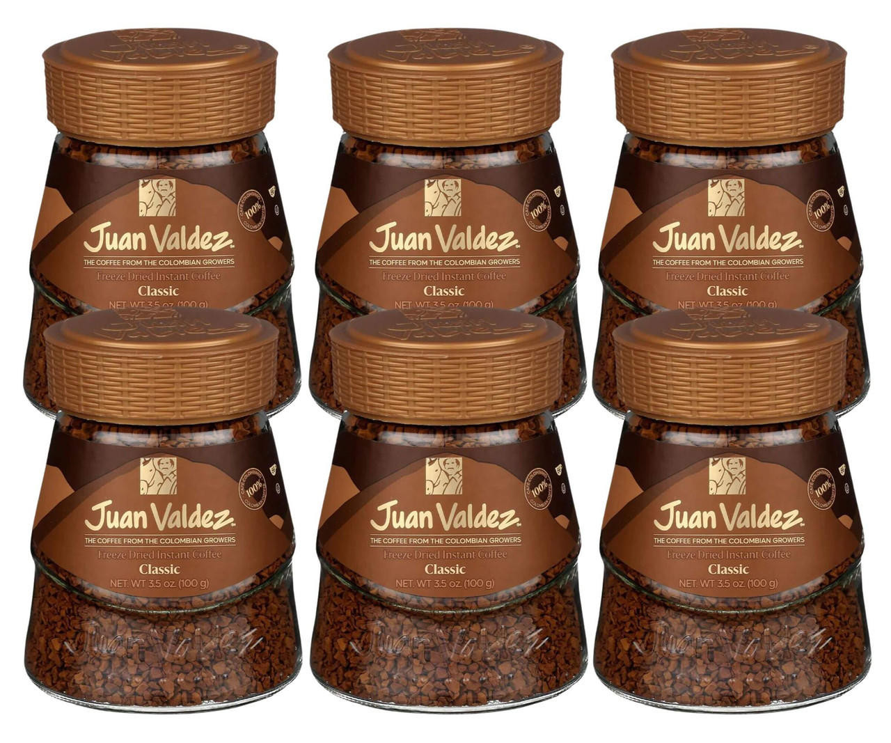  Juan Valdez Coffee Classic Instant 3.5 oz (6-Case) - Experience the Essence of Premium Colombian Coffee 