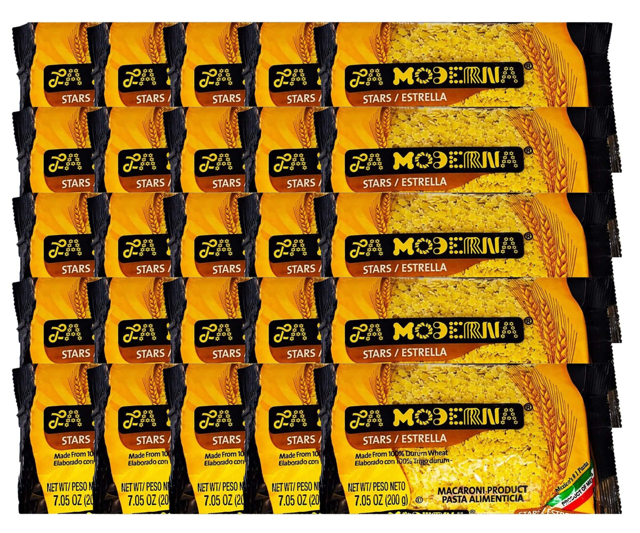 La Moderna Pasta Stars/Estrella 7 oz/(20-Case) - Authentic Star-shaped Soup Pasta-Chicken Pieces