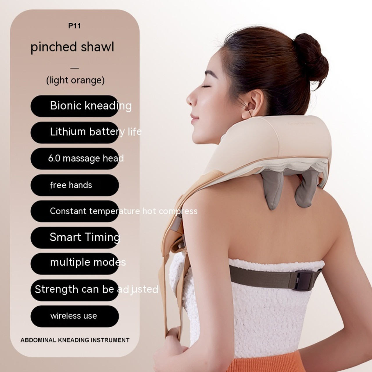 Massage Pillow Massage Shawl, Portable Electric Tapping Cervical Massage Shawl, Neck, Waist, Shoulder, Multiple Modes, 20 Intensity Levels, 15 Minutes