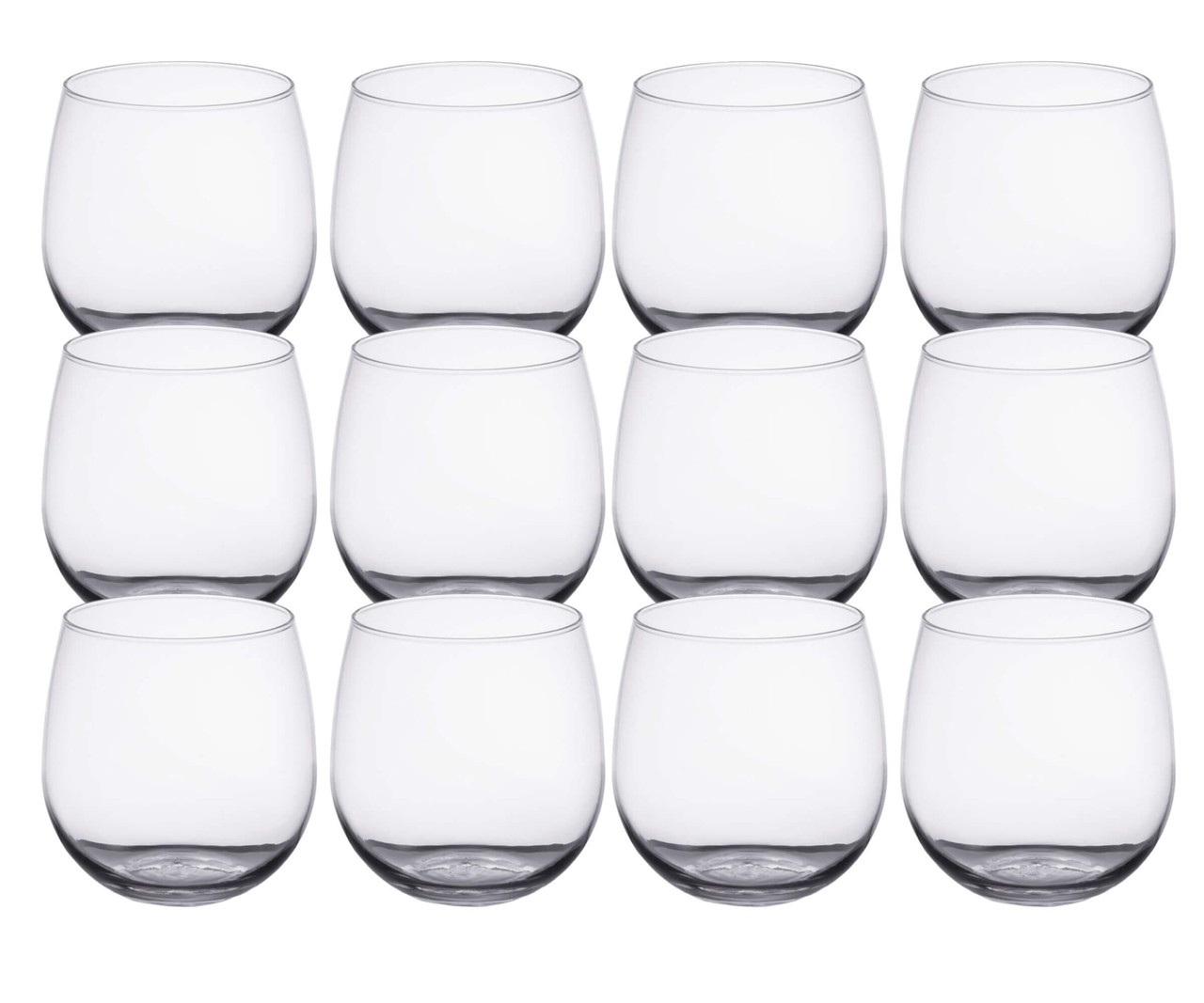 Libbey Case of 12 Contemporary Design 16.75 oz. Stemless Red Wine Glasses-Chicken Pieces