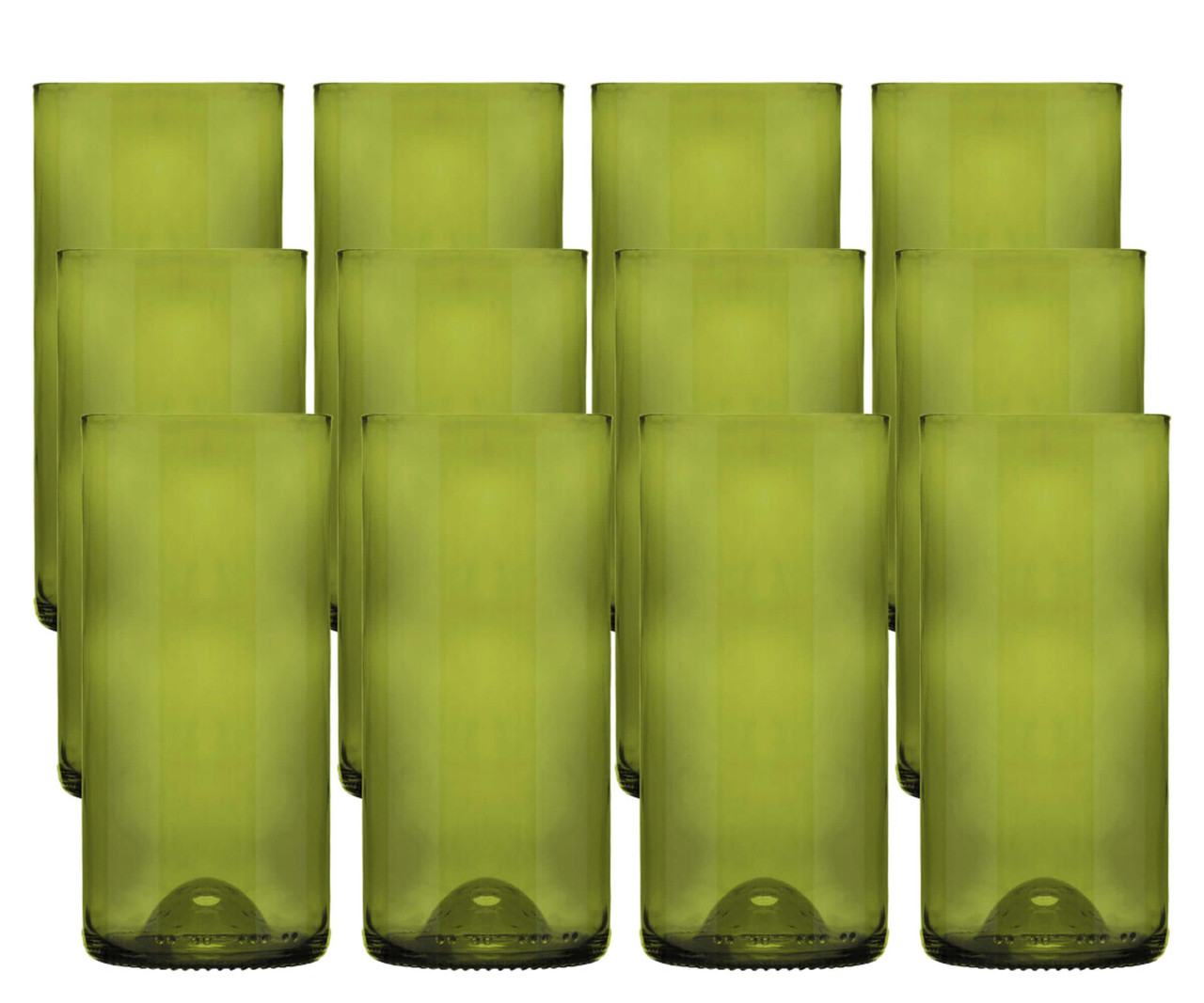 Libbey 12-Case of 16 oz. Green Repurposed Wine Bottle Tumblers-Chicken Pieces